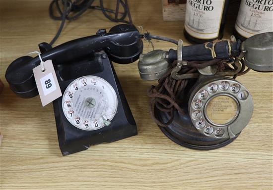 Two vintage French telephones